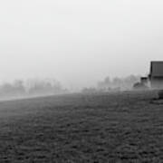 Foggy Farm Black And White Art Print