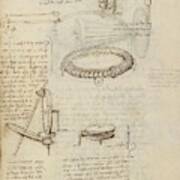 Folio F 16v. Codex Madrid I -ms. 8937- 'treaty Of Statics And Mechanics', 192 Folios With 384 Pag... Art Print