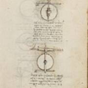 Folio F 28r. Codex Madrid I -ms. 8937- 'treaty Of Statics And Mechanics', 192 Folios With 384 Pag... Art Print