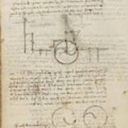 Folio F 32v. Codex Madrid I -ms. 8937- 'treaty Of Statics And Mechanics', 192 Folios With 384 Pag... Art Print