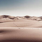 Footprints In The Sand Dunes In The Desert Near Yuma, Az Art Print
