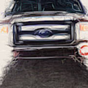 Ford F250 Superduty Drawing Art Print