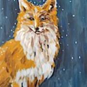 Fox Winter Night Art Print