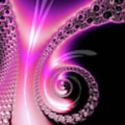 Fractal Spiral Pink Purple And Black Art Print