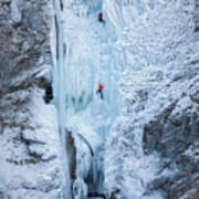 Frozen Waterfall Climbing Art Print