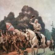 General Robert Lee Saluting Troops Heading To Front By Newell Convers Wyeth Art Print