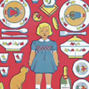 Girl And Play Dishes Art Print