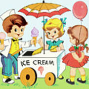 Girls At An Ice Cream Cart Art Print