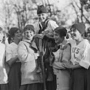 Girls Hockey Team Carrying Captain Art Print