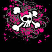 Girly Skull Crossbones Graphic Art Print