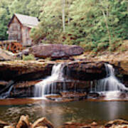 Glade Creek Grist Mill Above Twin Waterfalls Art Print