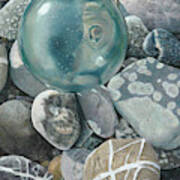 Glass Float And Beach Rocks Art Print