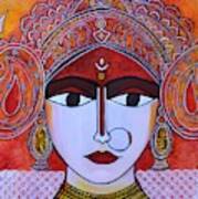 Goddess Durga Vibrant Colorful Painting Hindu Goddess Art Print