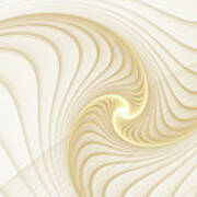 Golden And White Spiral Abstract Art Print