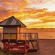 Golden Lifeguard Station Sunrise Delray Beach Florida Art Print