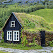 Grass Roof Cottages At The Skogar Folk Museum Of Iceland Art Print