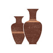 Greek Pottery 23 - Hydria - Terracotta Series - Modern, Contemporary, Minimal Abstract - Burnt Umber Art Print