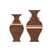 Greek Pottery 38 - Hydria - Terracotta Series - Modern, Contemporary, Minimal Abstract - Auburn Art Print