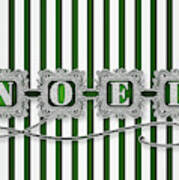 Green And White Noel Typography Bold Christmas Stripes Art Print