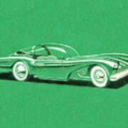 Green Futuristic Car Art Print