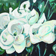 Green Into White Orchids Art Print