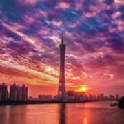 Guangzhou Tower At Sunset, Guangzhou Art Print