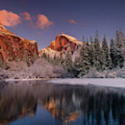 Half Dome Merced River Winter Yosemite National Park California Art Print