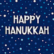 Happy Hanukkah Starry Night- Art By Linda Woods Art Print