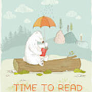 Happy Reading Bear With Quote Time To Read Art Print