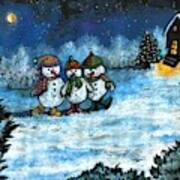 Happy Snowmen Art Print