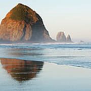 Haystack Rock In The Morning, Cannon Art Print