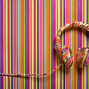 Headphones In Striped Paper, Landscape Art Print