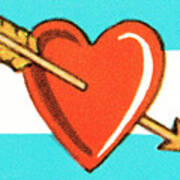 Heart Hit By Cupid's Arrow Art Print