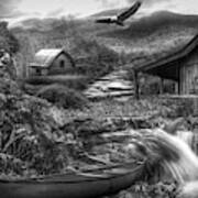 Heaven On Earth In The Mountains In Black And White Art Print