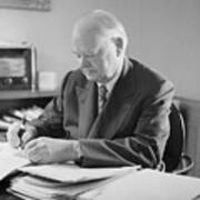 Herbert Hoover Busy At His Desk Art Print