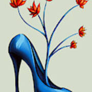 High Heel Shoe And Flower Bouquet Art Art Print