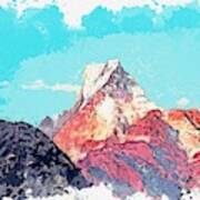 Himalayas -  Watercolor By Adam Asar Art Print