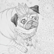 Hippie Pug With Mandalas Art Print