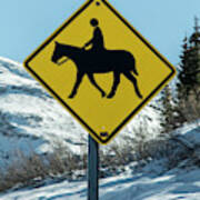 Horseback Riders Warning Sign Art Print