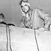 Howard Hughes In Cockpit Of Airplane Art Print