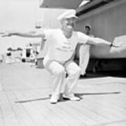 H.s. Truman Leading Calisthenics On Ship Art Print