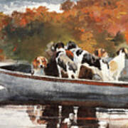 Hunting Dogs In Boat - Digital Remastered Edition Art Print