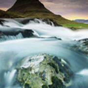 Iceland, West Iceland, Vesturland, Kirkjufell Mountain Art Print