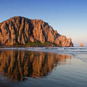 Image Of Morro Rock And Its Reflection Art Print