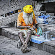 India Streets - An Indian Old Man Art Print