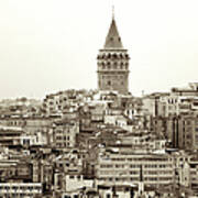 Istanbul. Galata Tower B&w Art Print