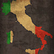 Italy Country Flag Map Art Print