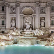 Italy, Latium, Roma District, Rome, Trevi Fountain, View Of The World Famous Fountain Art Print