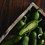 Jalapenos In A Wooden Box Art Print