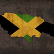 Jamaica Country Flag Map Art Print